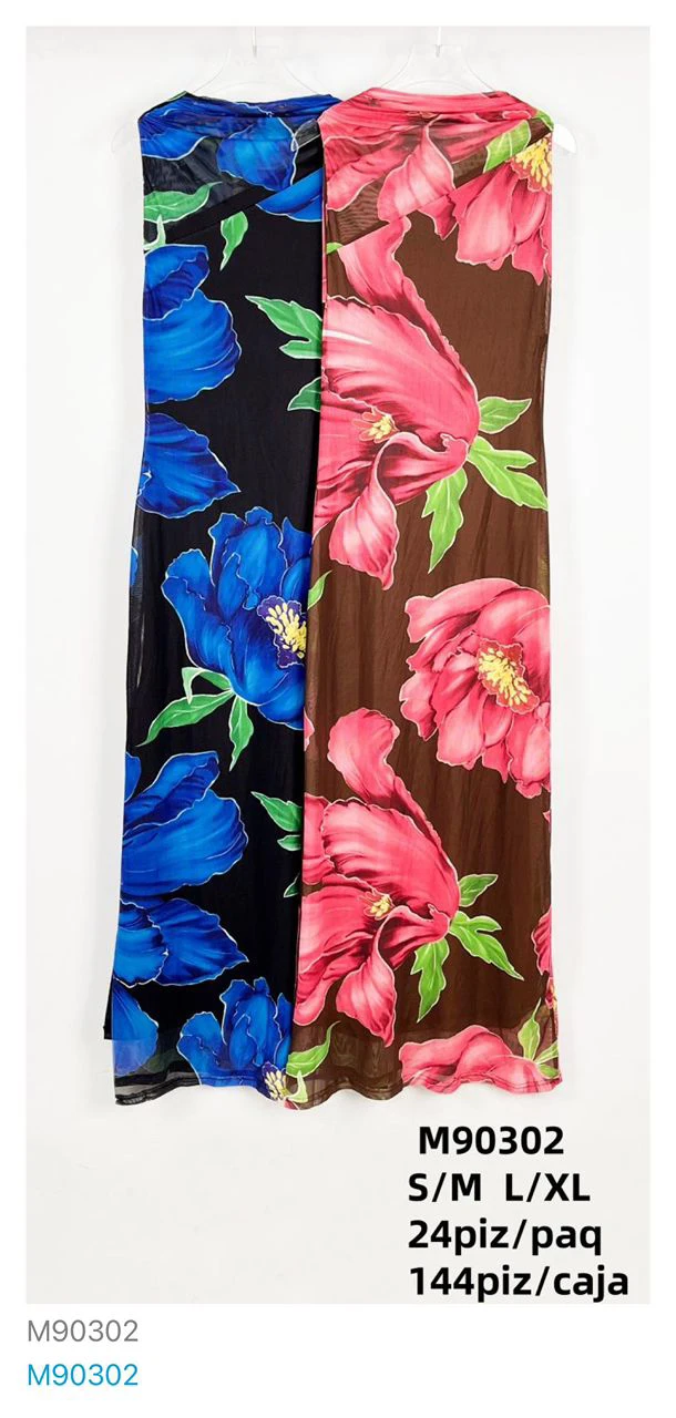 Vestido largo con estampado floral-M90302