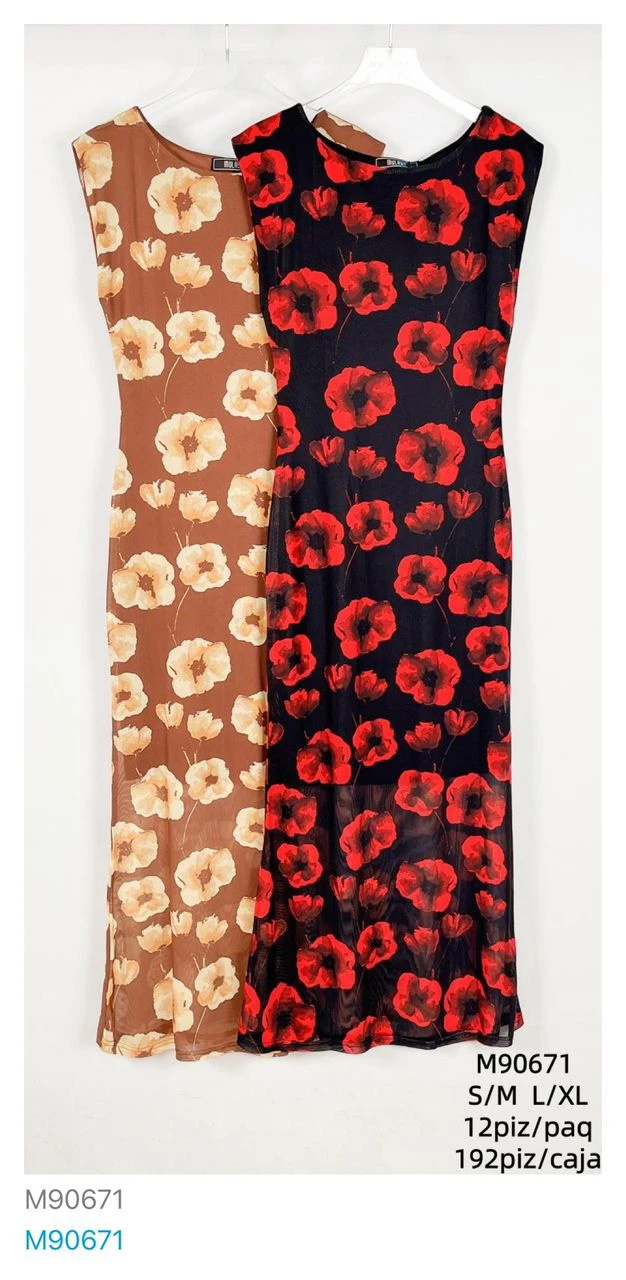 Vestido largo estampado floral-M90671