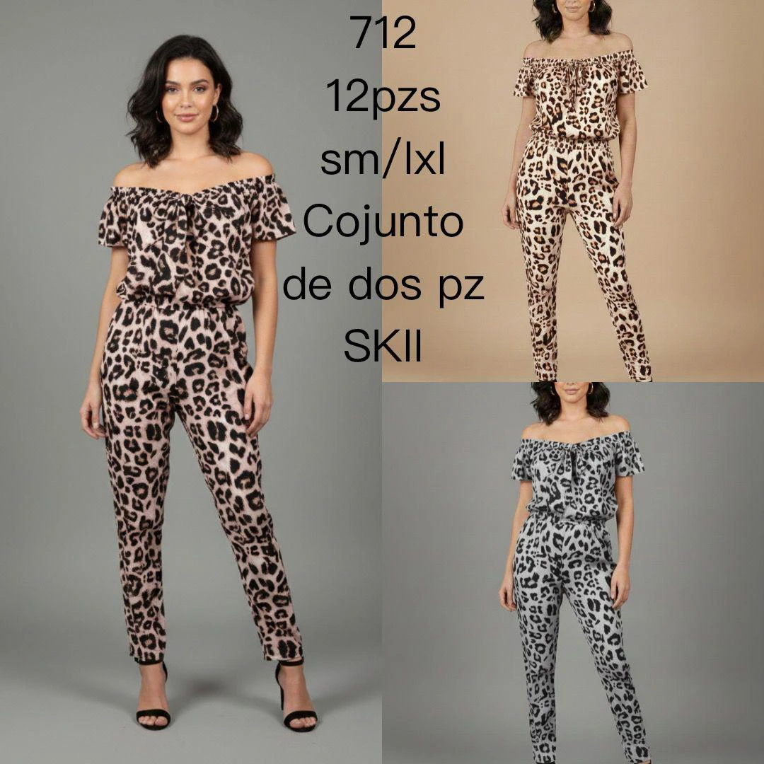 Jumpsuit estampado con hombros descubiertos-712