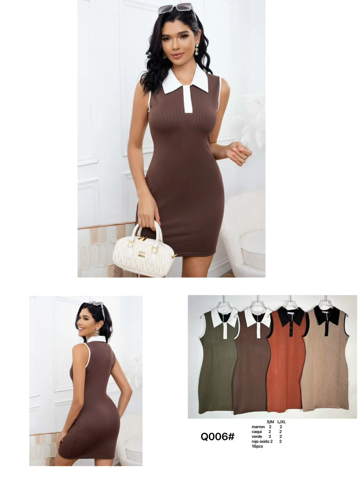 Vestido polo acanalado-Q006