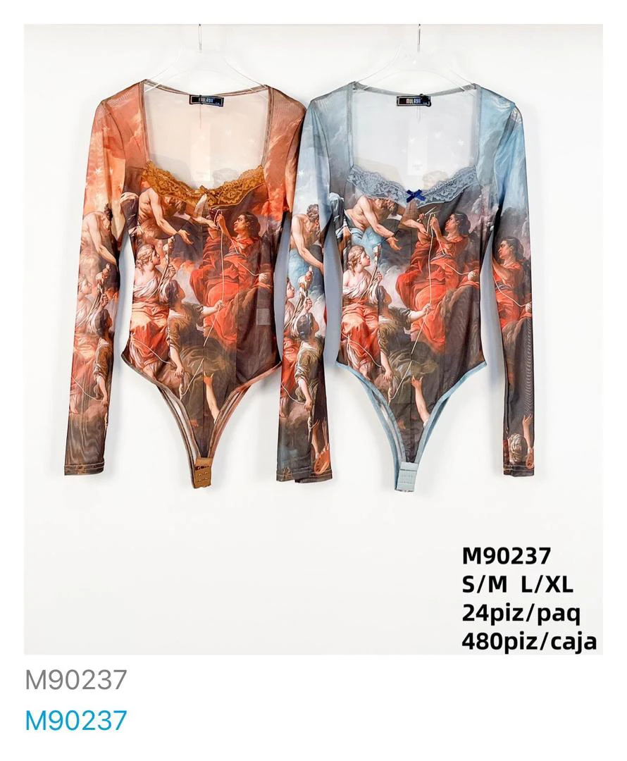Body manga larga con diseño-M90237