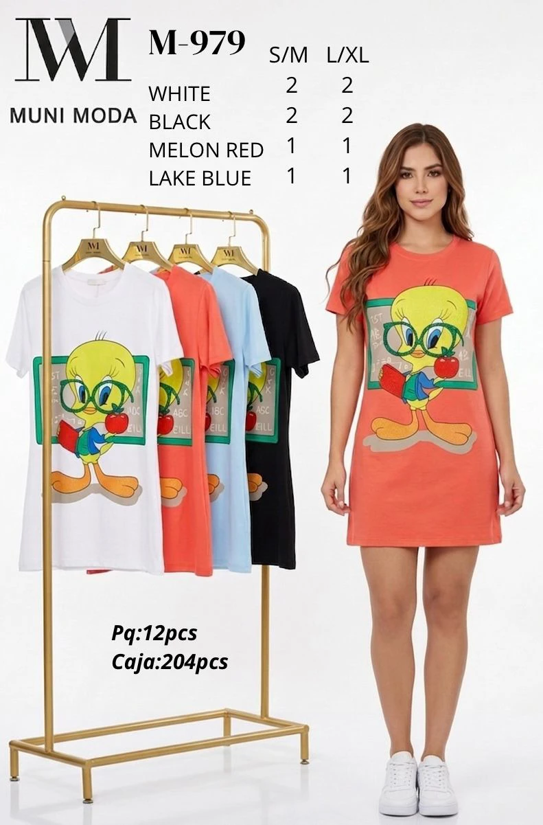 Vestido tipo camiseta con estampado de Piolín-M-979