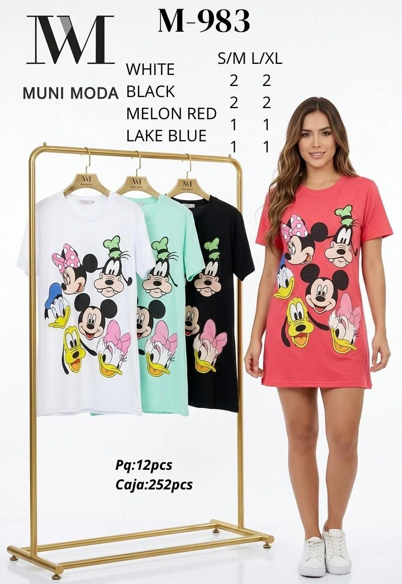 Vestido/Playera Larga de Personajes Clásicos-M-983