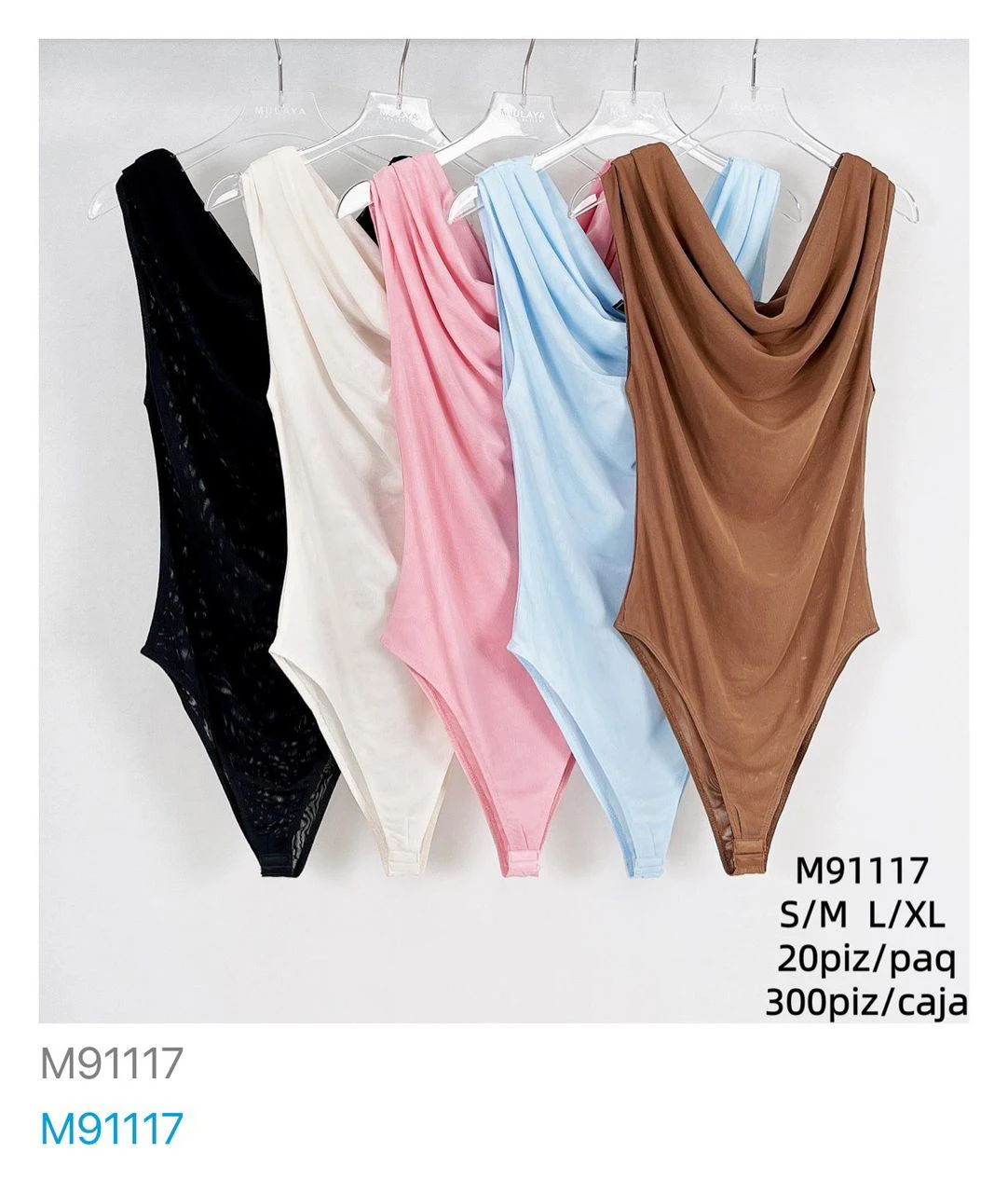 Bodysuit drapeado sin mangas-M91117