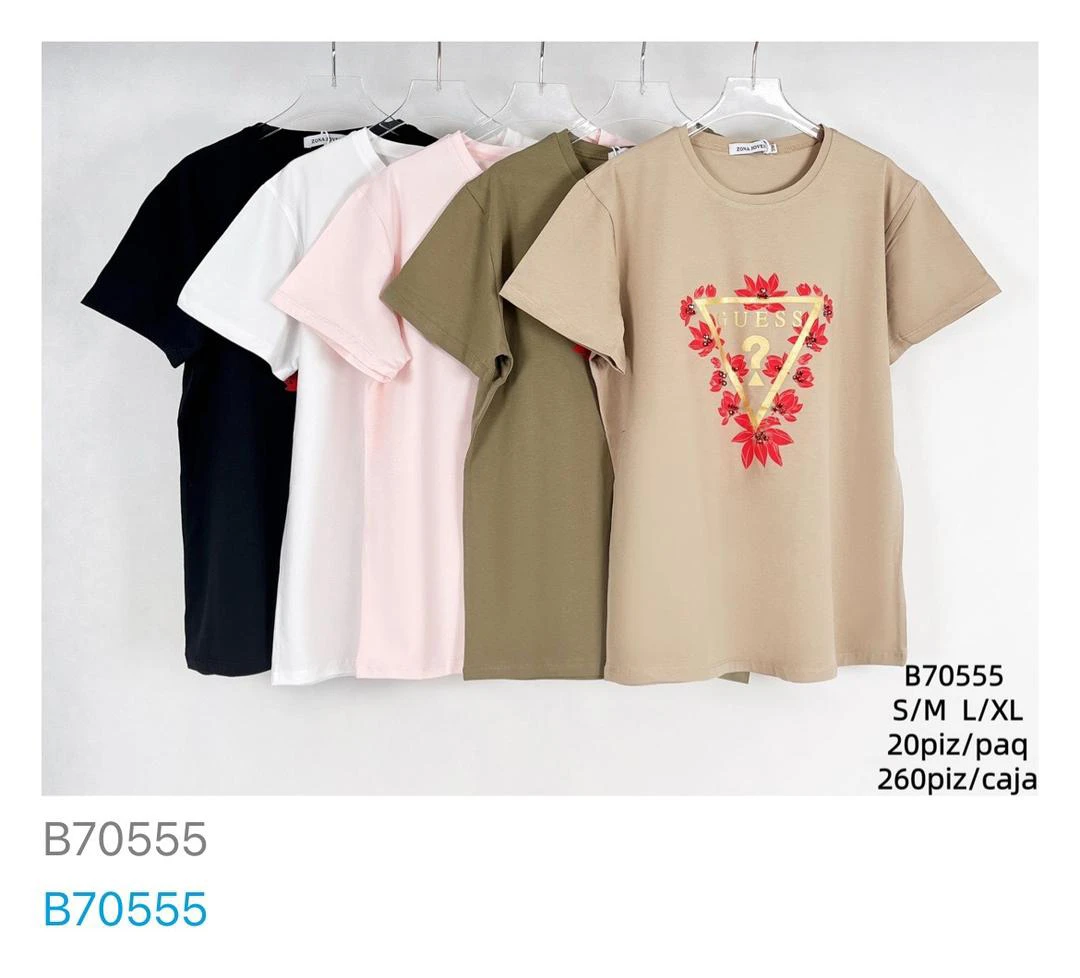 Playera de cuello redondo con estampado-B70555