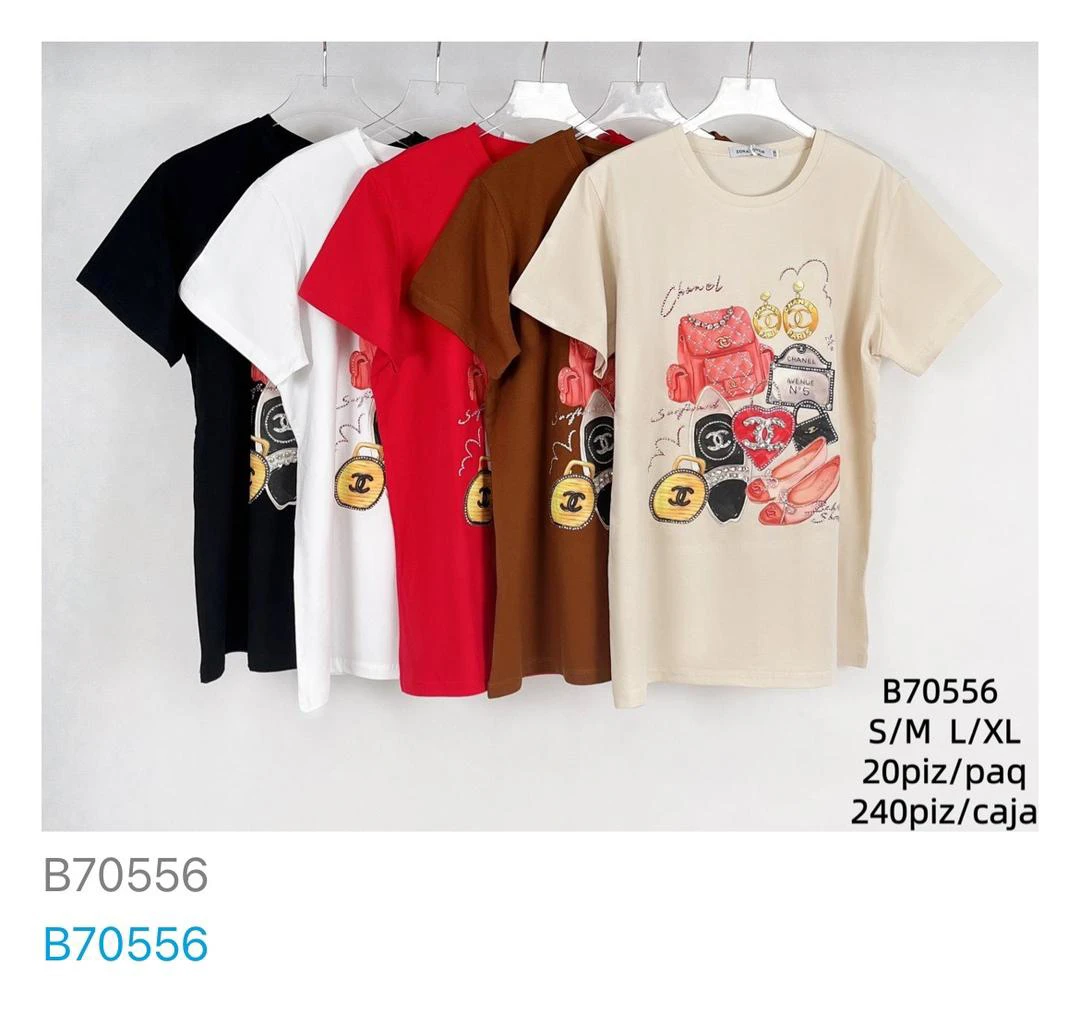 Playera de manga corta con estampado de moda-B70556
