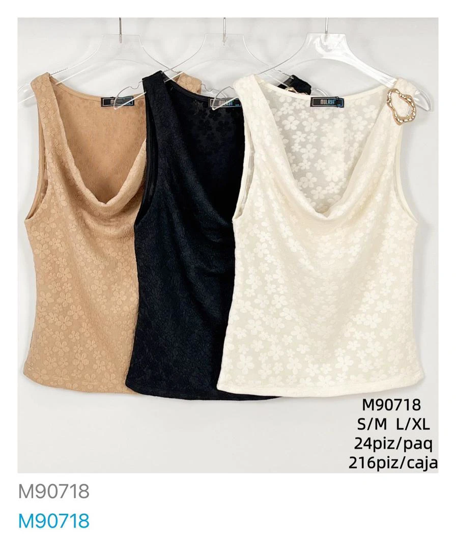 Top sin mangas con cuello drapeado-M90718