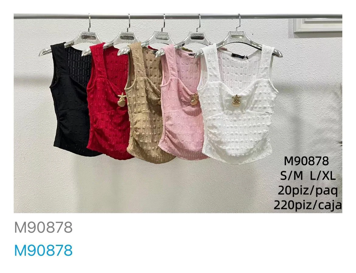 Top texturizado sin mangas con dije-M90878