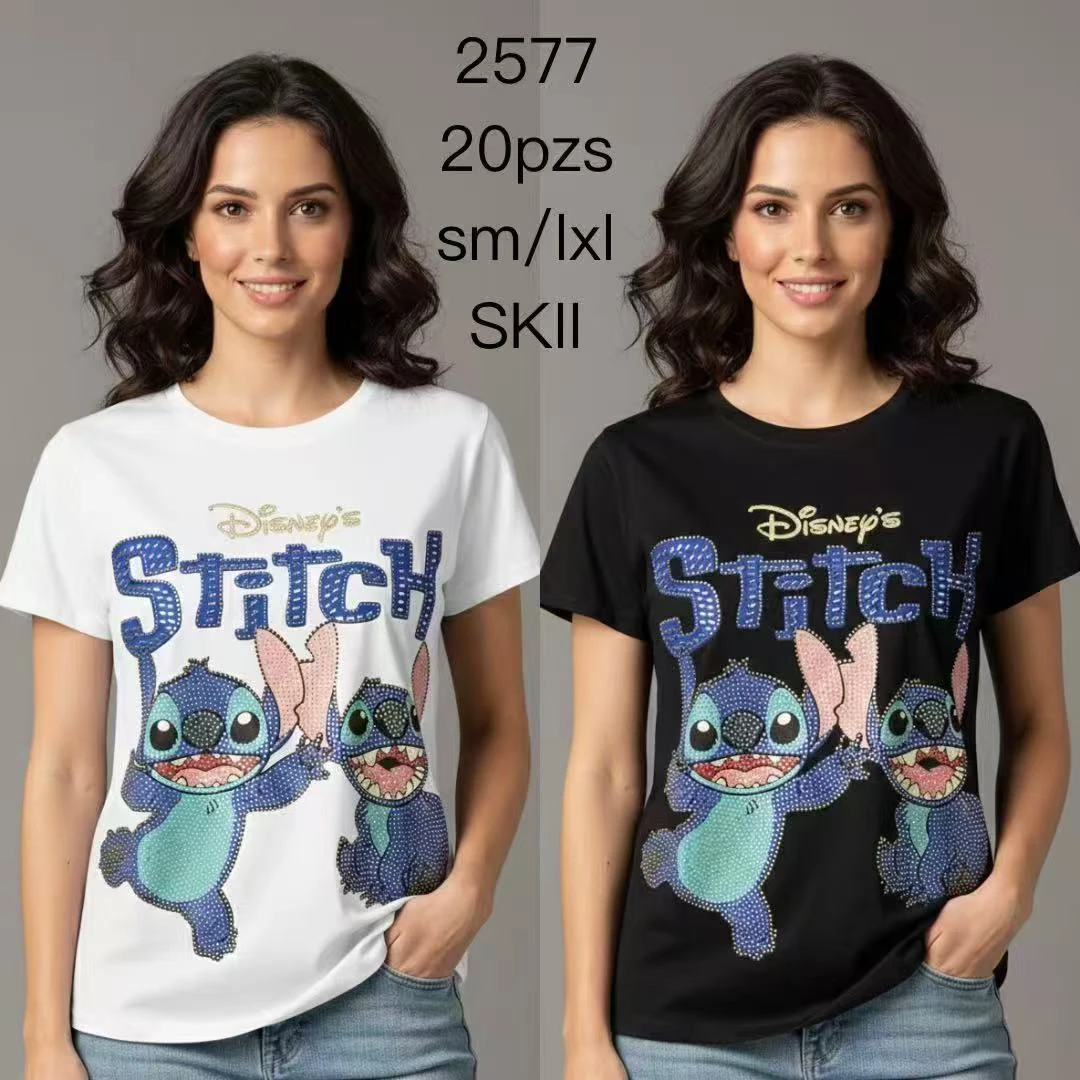 Playera de Stitch con diseño de personajes-2577