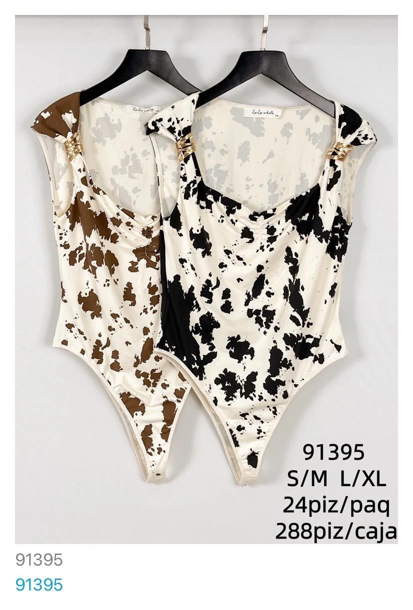 Body estampado con cuello cuadrado-91395