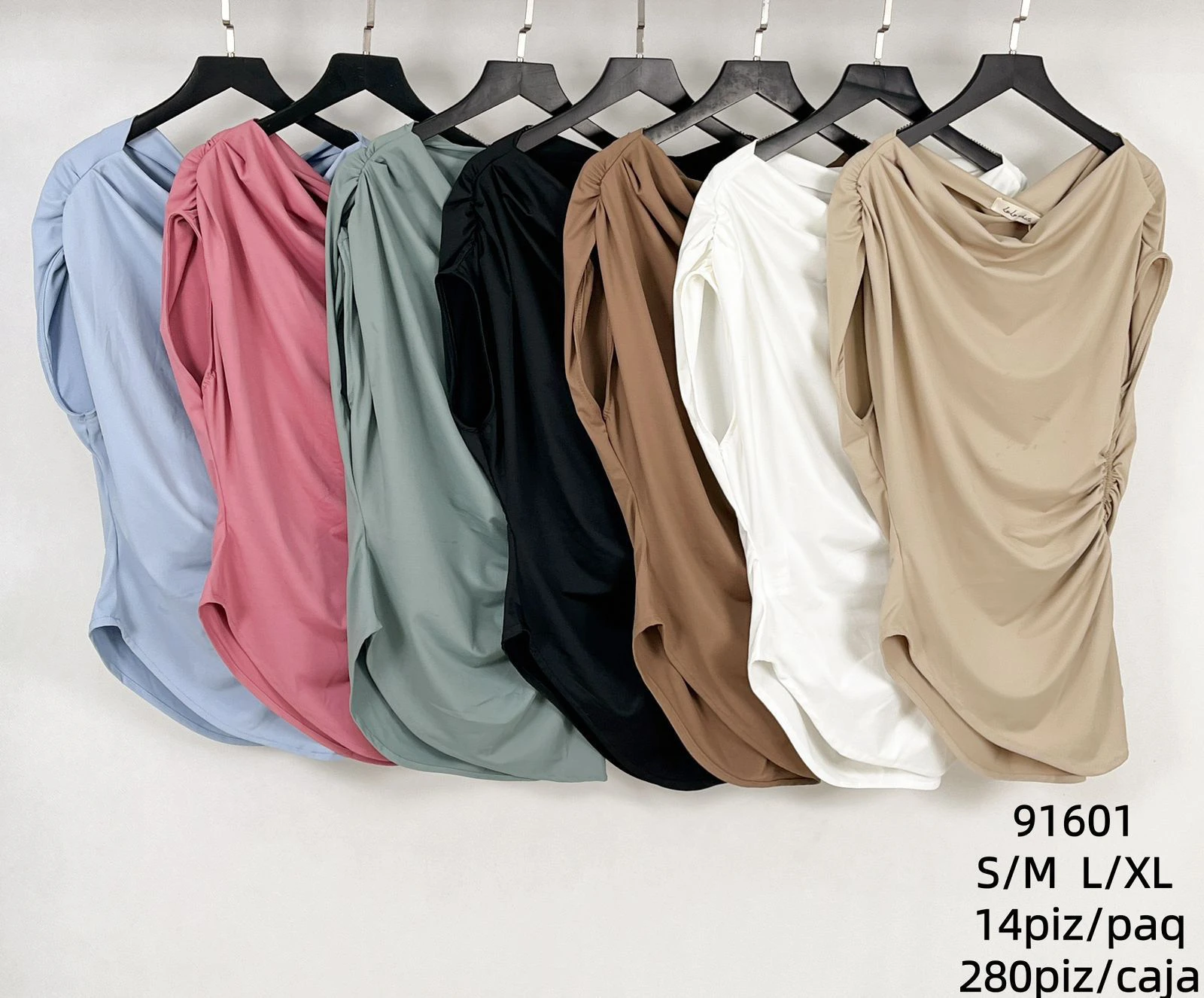 Tops drapeados sin mangas para mujer-91601