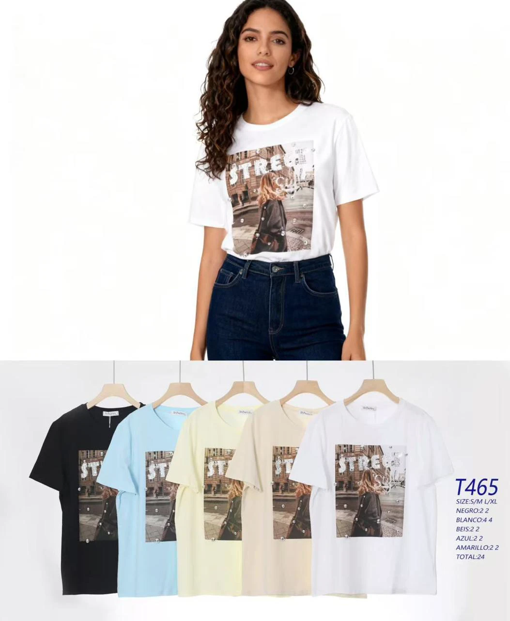 Playera casual con estampado de diseño urbano-T465
