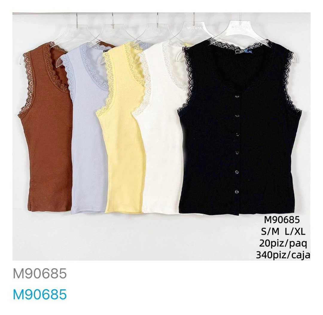 Blusa tirantes con encaje-M90685