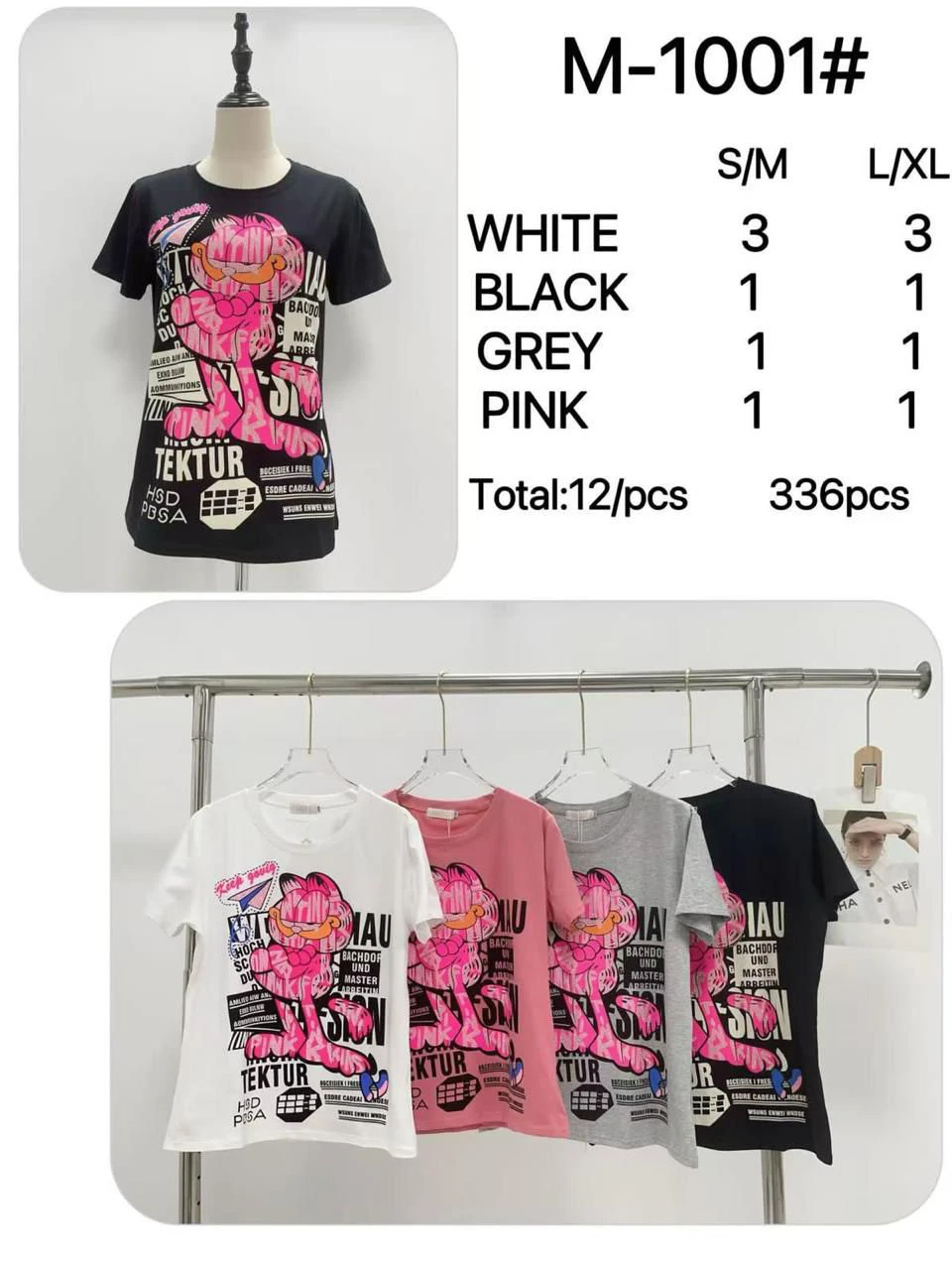 Camiseta estampada con Garfield-M-1001