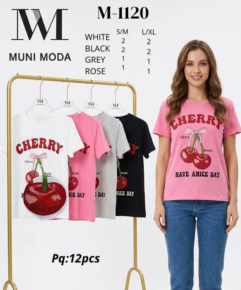 Playera con estampado de cerezas-M-1120