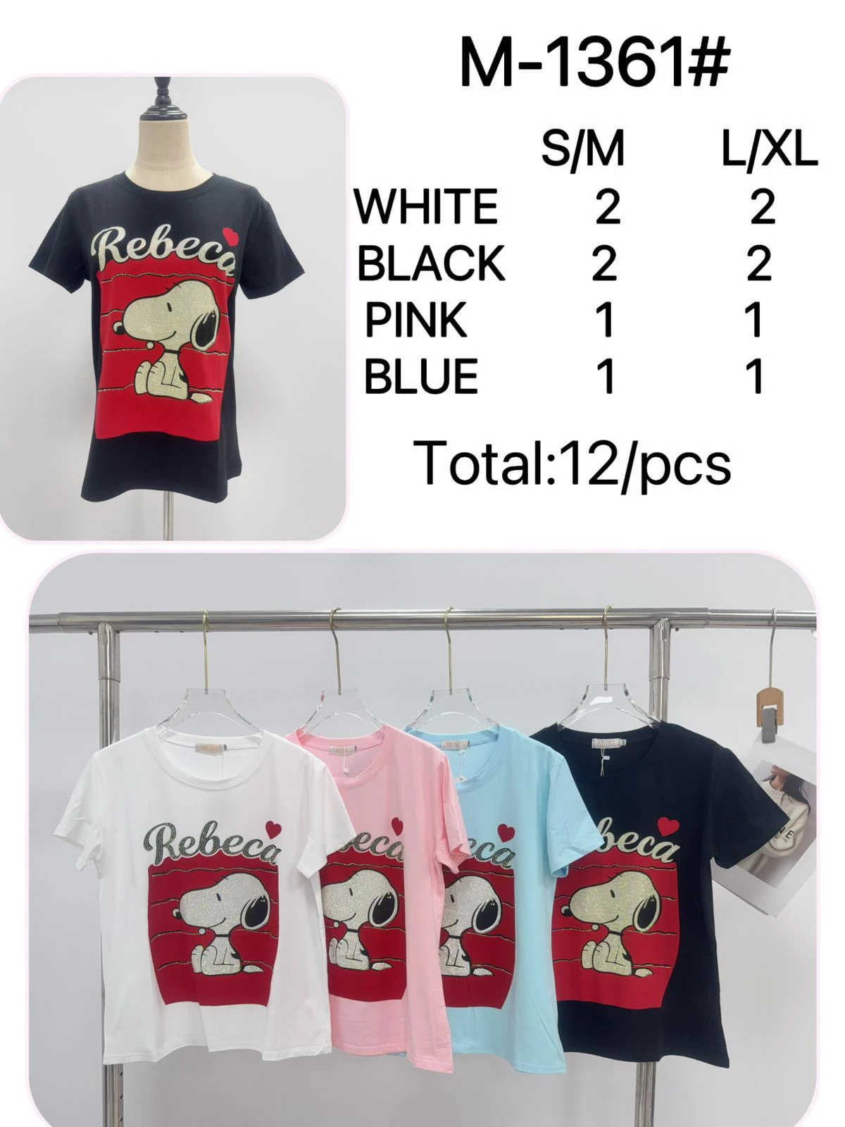 Playera con estampado de Snoopy-M-1361