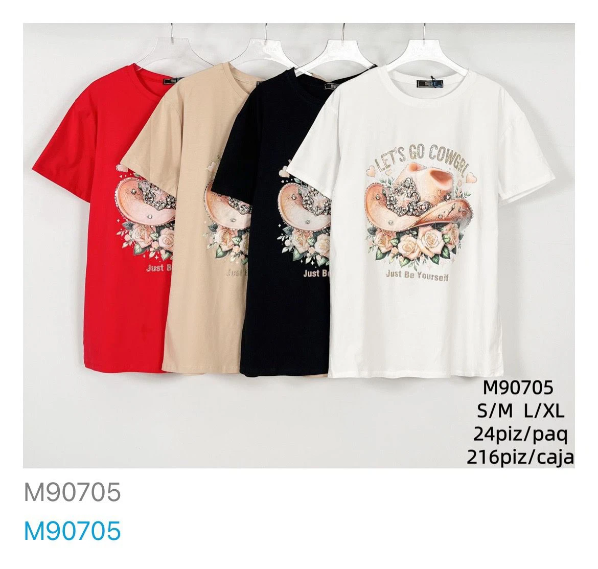 Playera estampada con sombrero floral-M90705