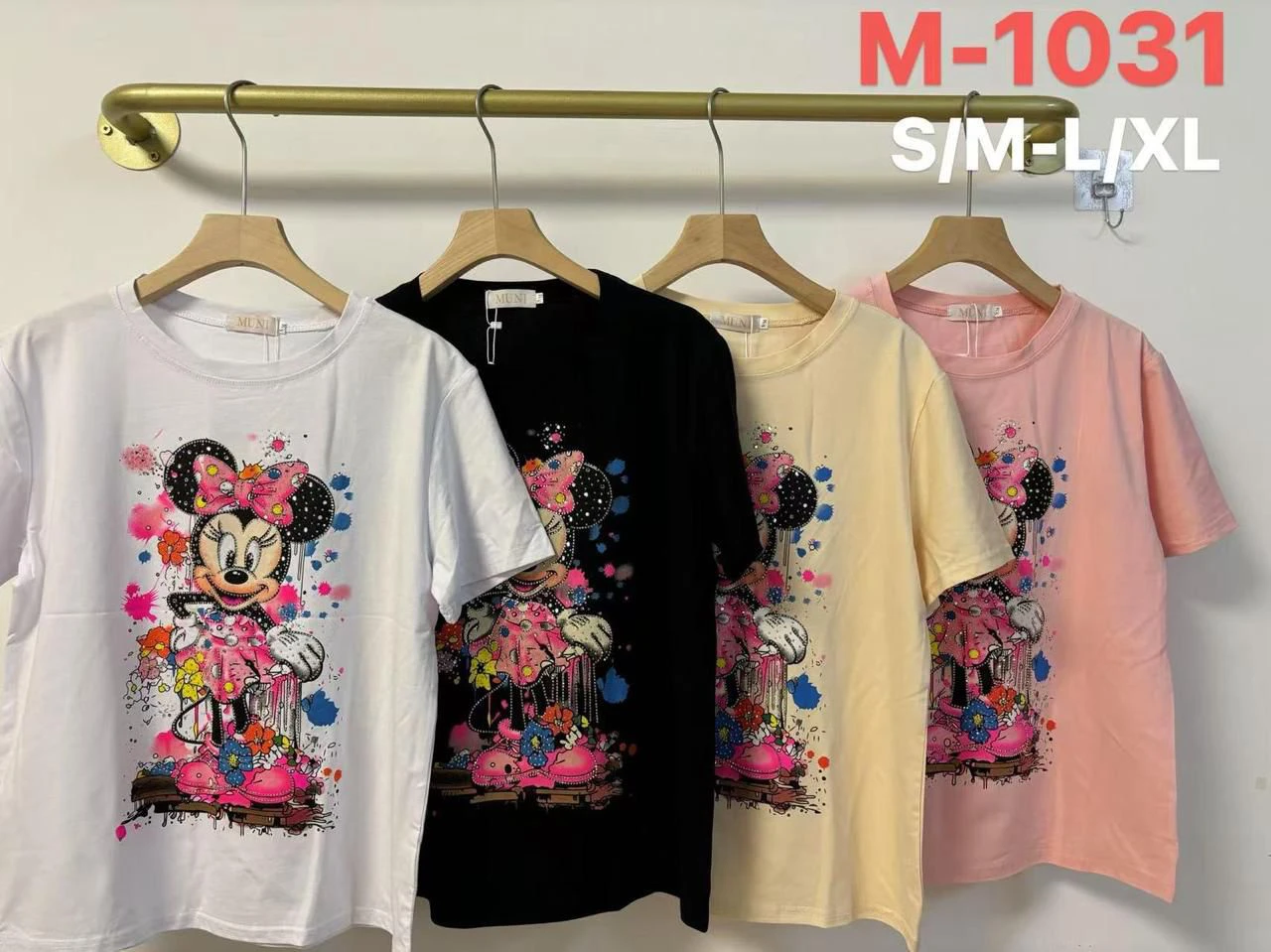 Camiseta de Minnie Mouse con estampado de salpicaduras-M-1031