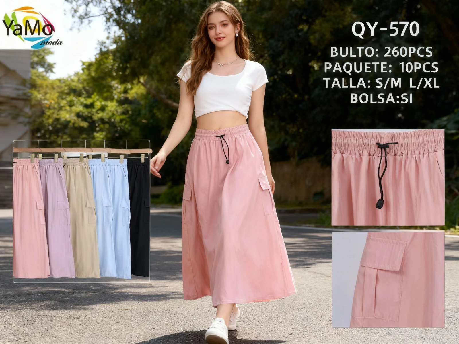Falda Larga Cargo para Mujer-QY570