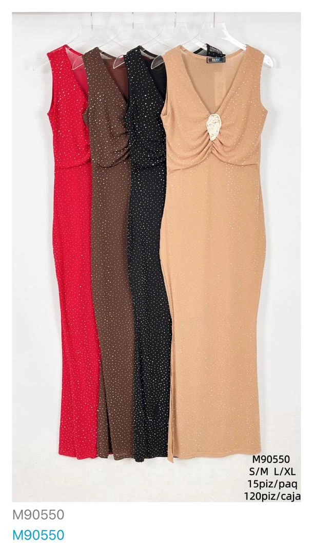 Vestido largo de fiesta con escote en V-M90550