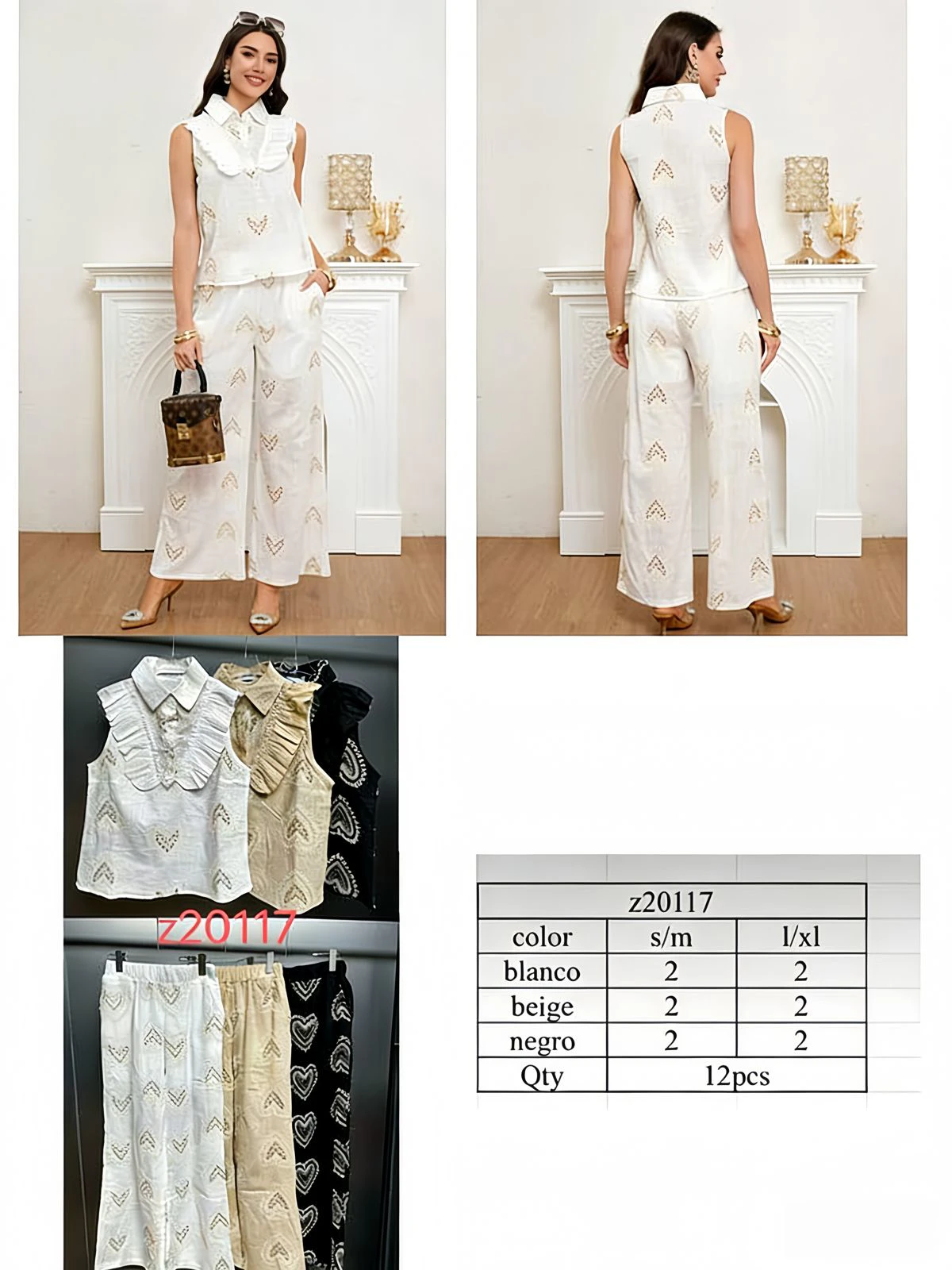 Conjunto de Blusa sin Mangas con Volantes y Pantalones-Z20117