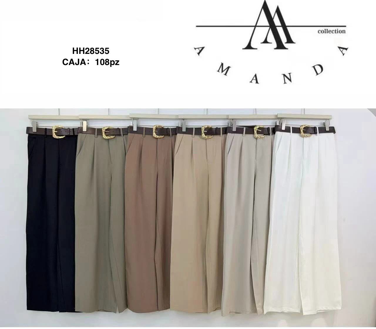 Pantalones Anchos con Cinturón-HH28535