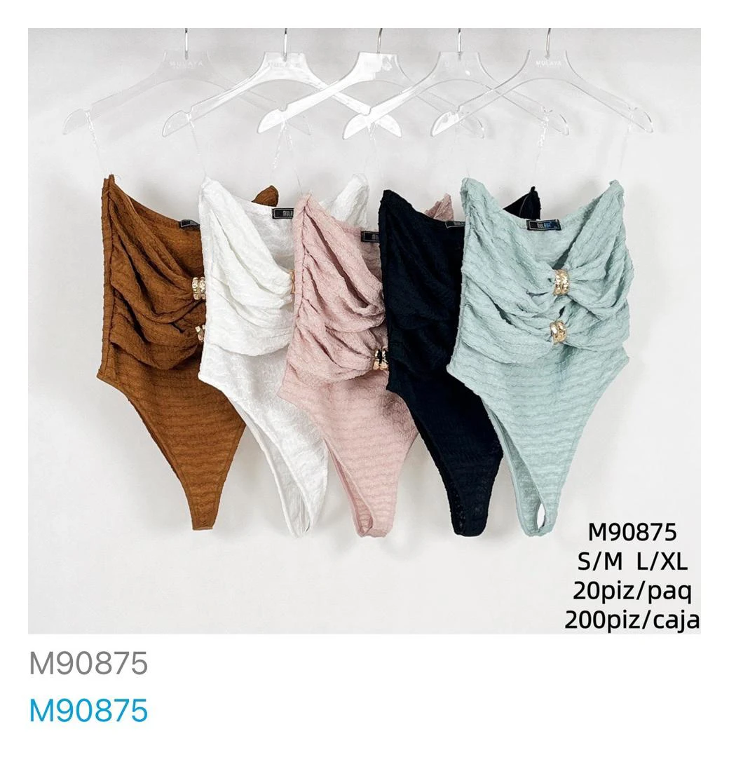 Body de mujer con detalle fruncido y escote-M90875