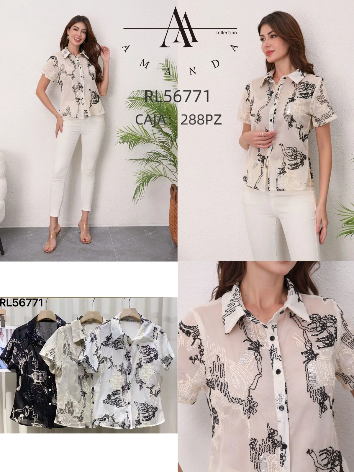 Blusa de mujer con estampado y detalles-RL56771