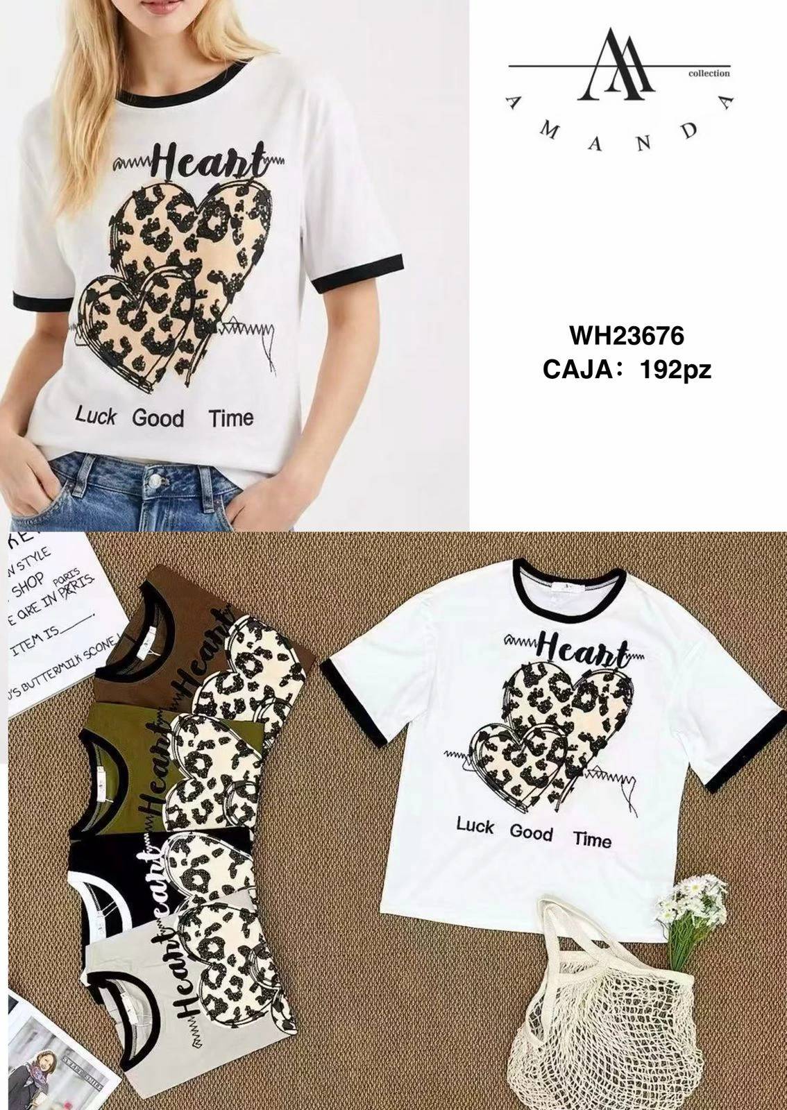 Playera de corazones con estampado corazon-WH23676