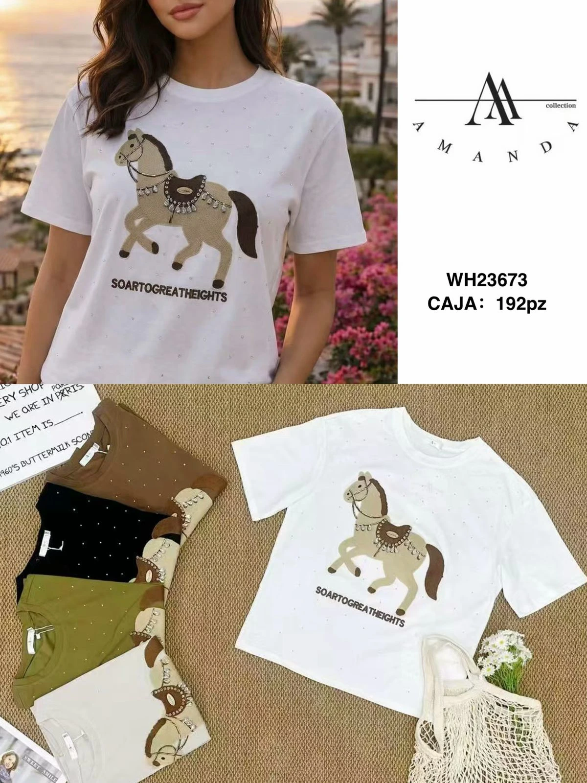 Playera de manga corta con diseño-WH23673