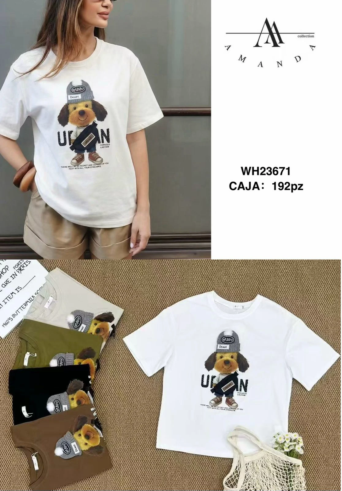 Playera con estampado de perro urbano-WH23671