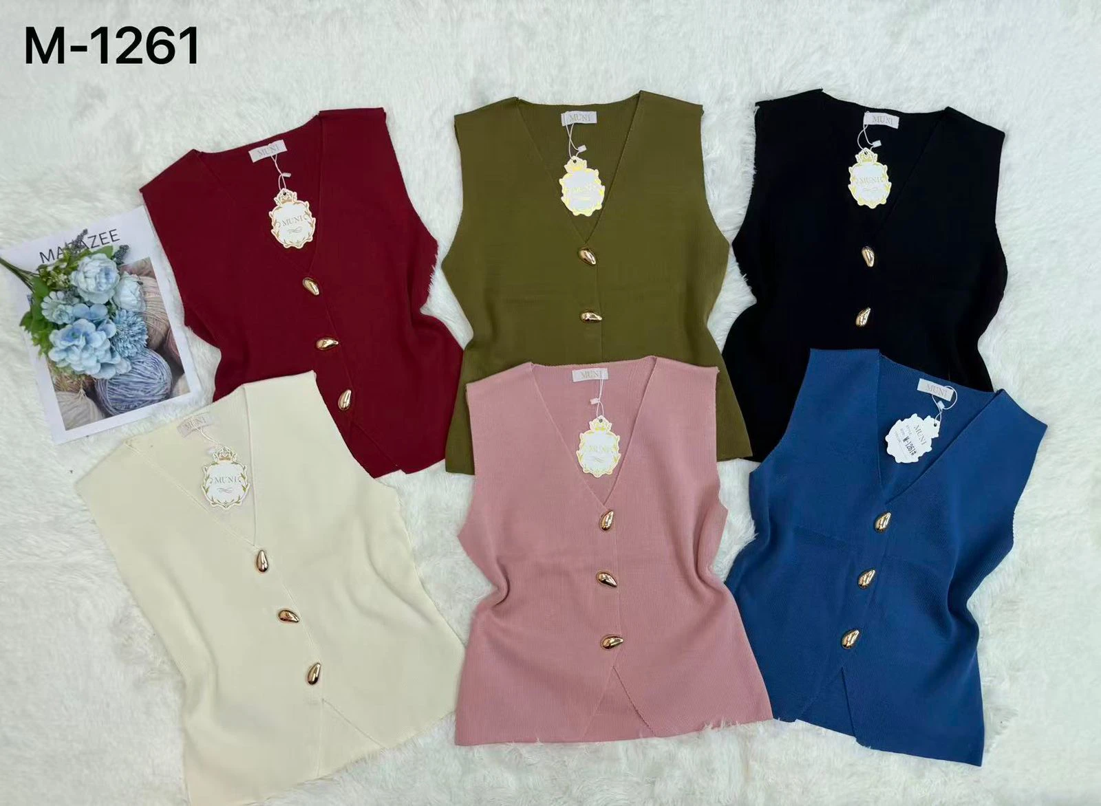 Chaleco de punto con botones-M-1261