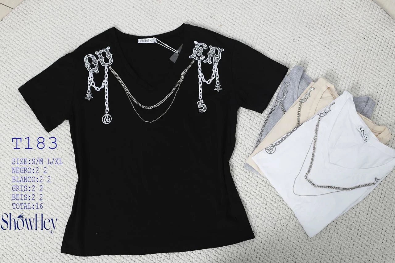Playera con estampado de cadenas-T183
