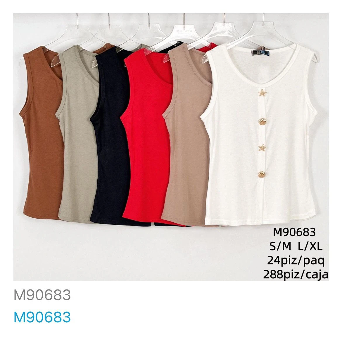 Blusa de tirantes con botones decorativos-M90683