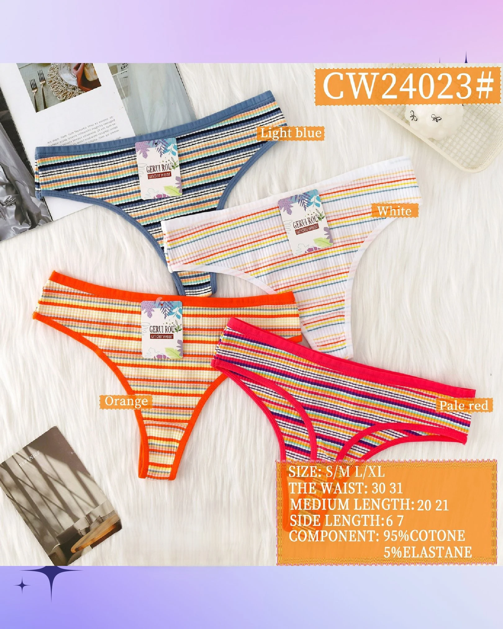 Paquete de Tangas con Estampado de Rayas-CW24023