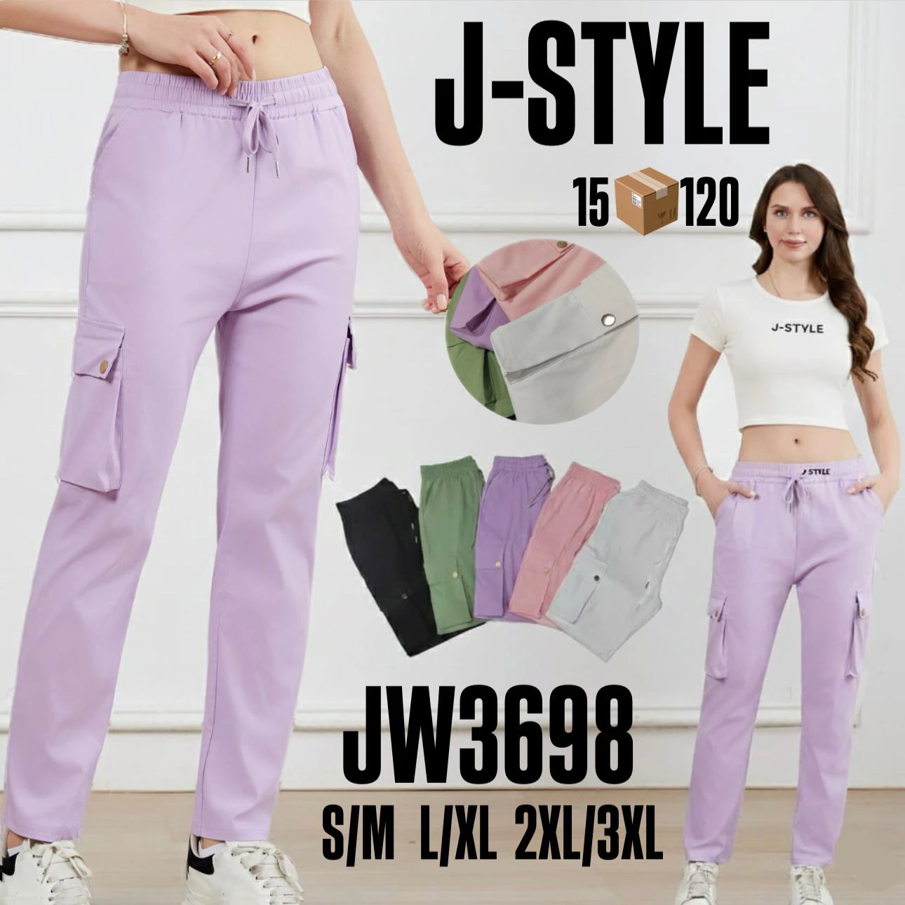 Pantalón cargo casual-JW3698