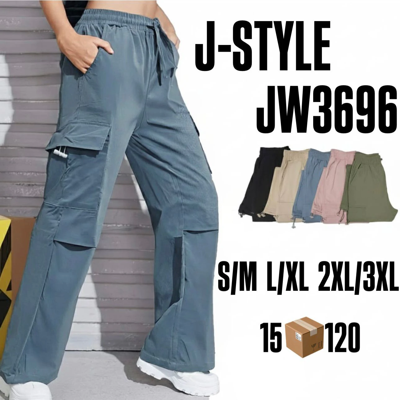 Pantalones cargo deportivos para mujer-JW3696