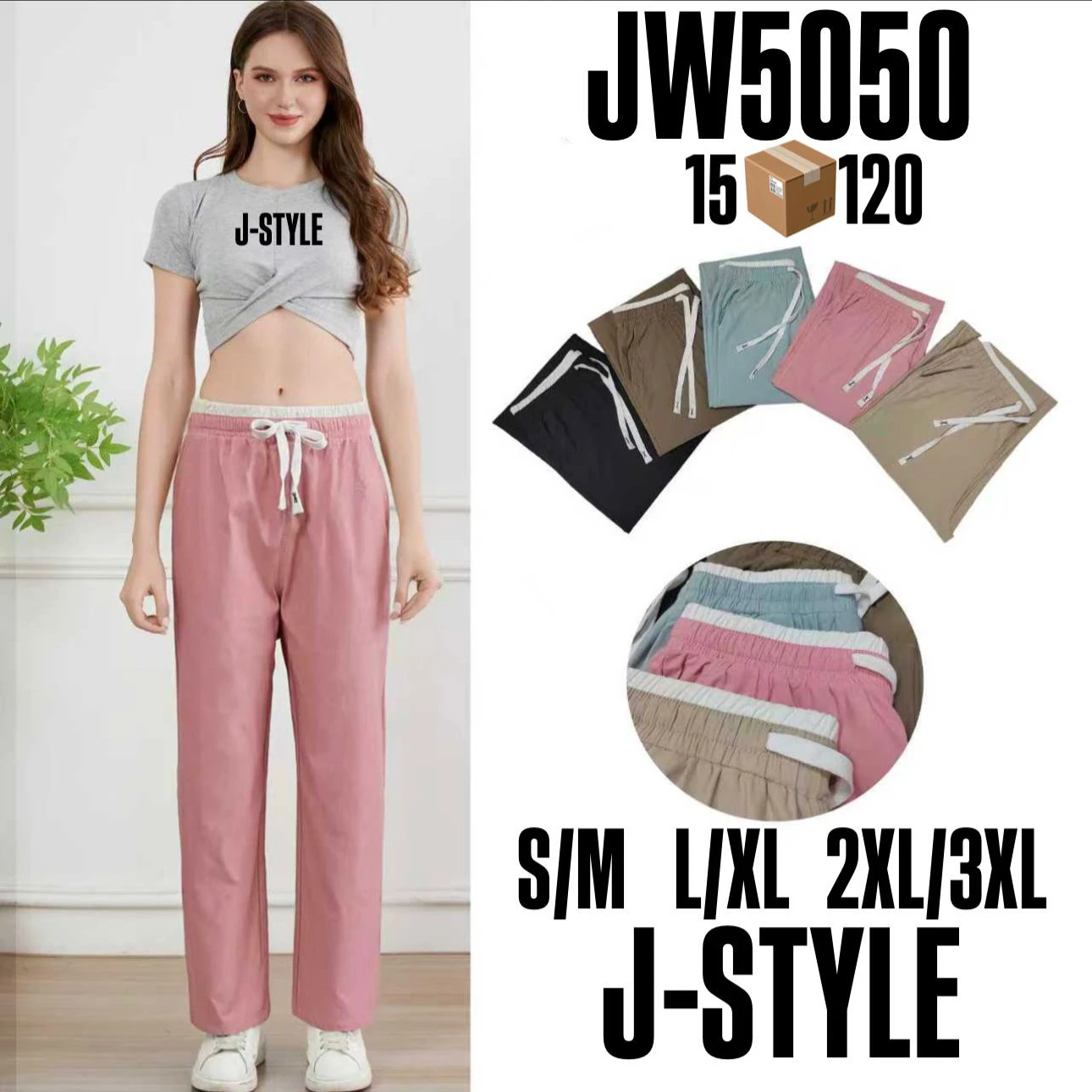 Pantalon dama con cinta-JW5050