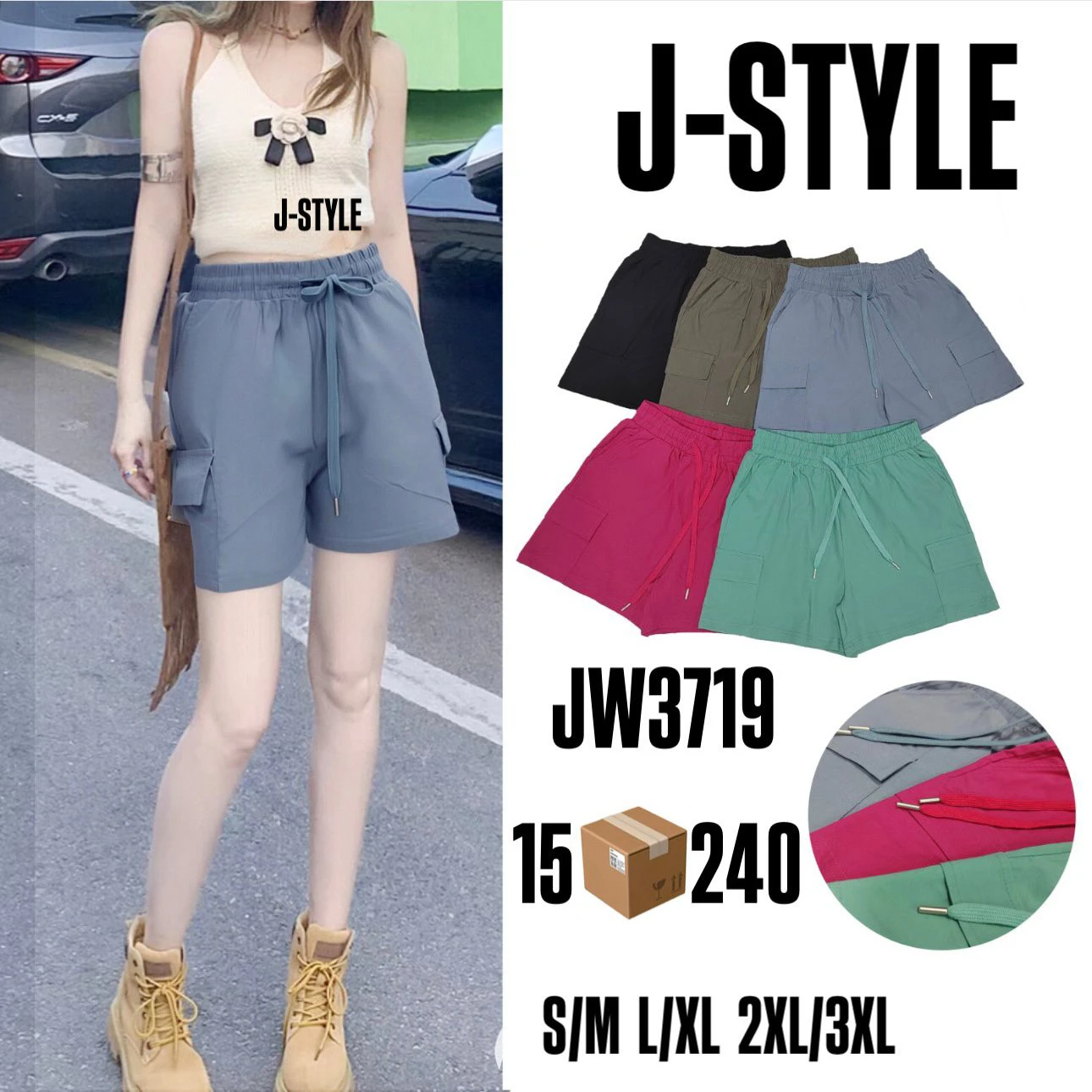 Shorts cargo para mujer-JW3719