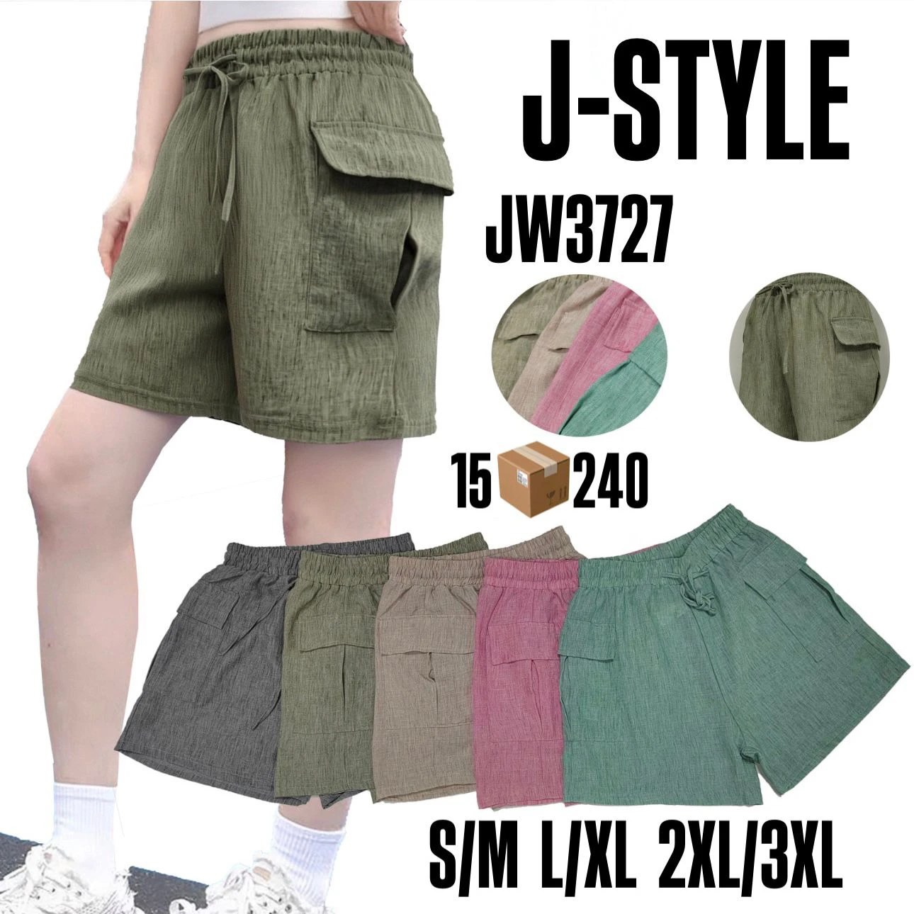 Shorts cargo para mujer-JW3727