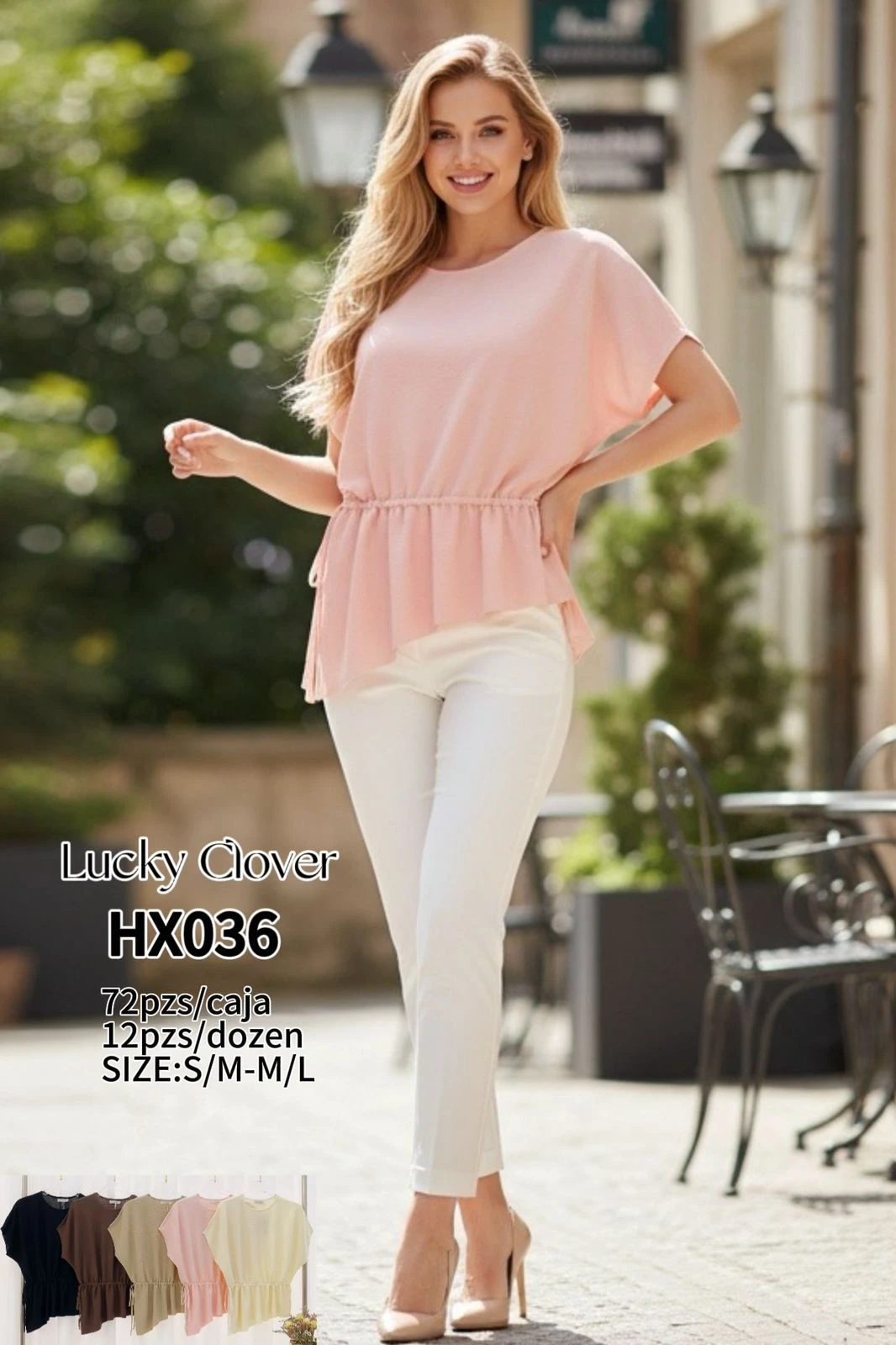 Blusa de mujer con cordón ajustable-HX036
