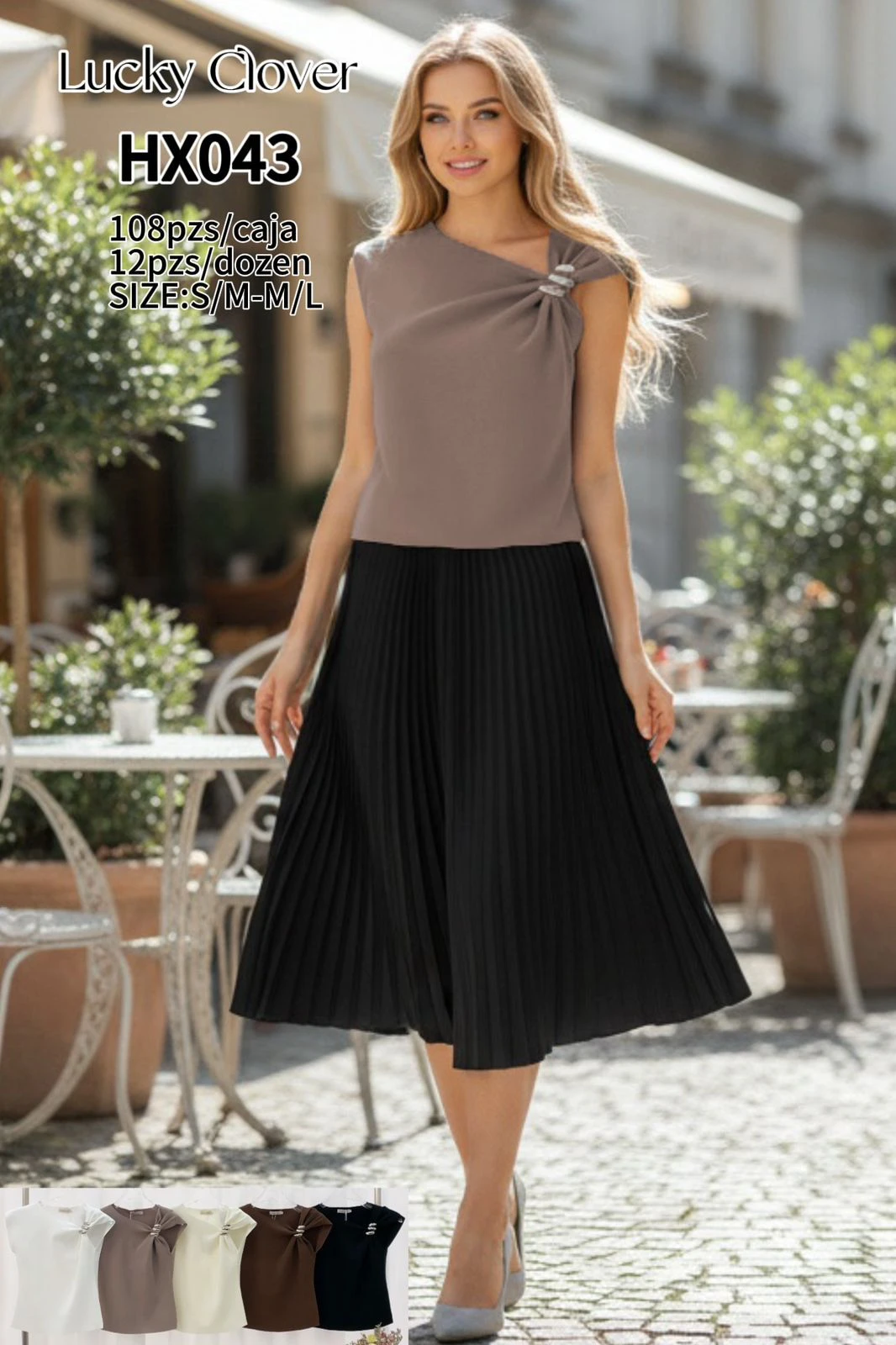 Blusa Sin Mangas con Detalle Decorativo-HX043