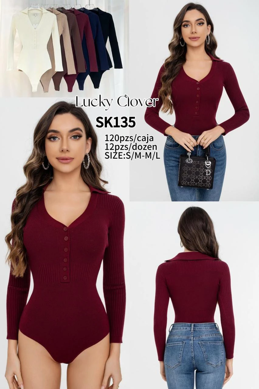 Body de mujer con cuello y botones-SK135