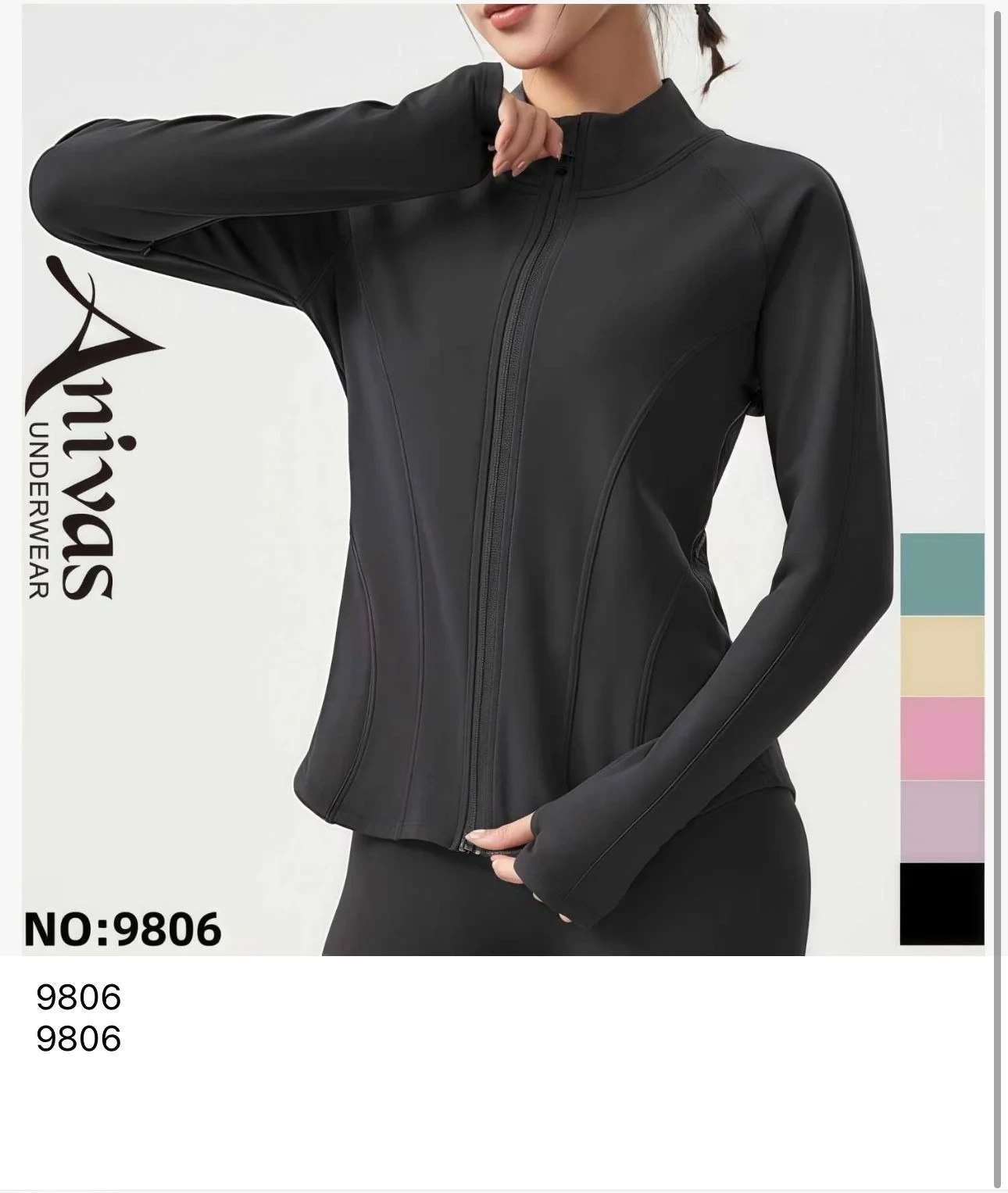 Chaqueta deportiva con cierre y manga larga-9806