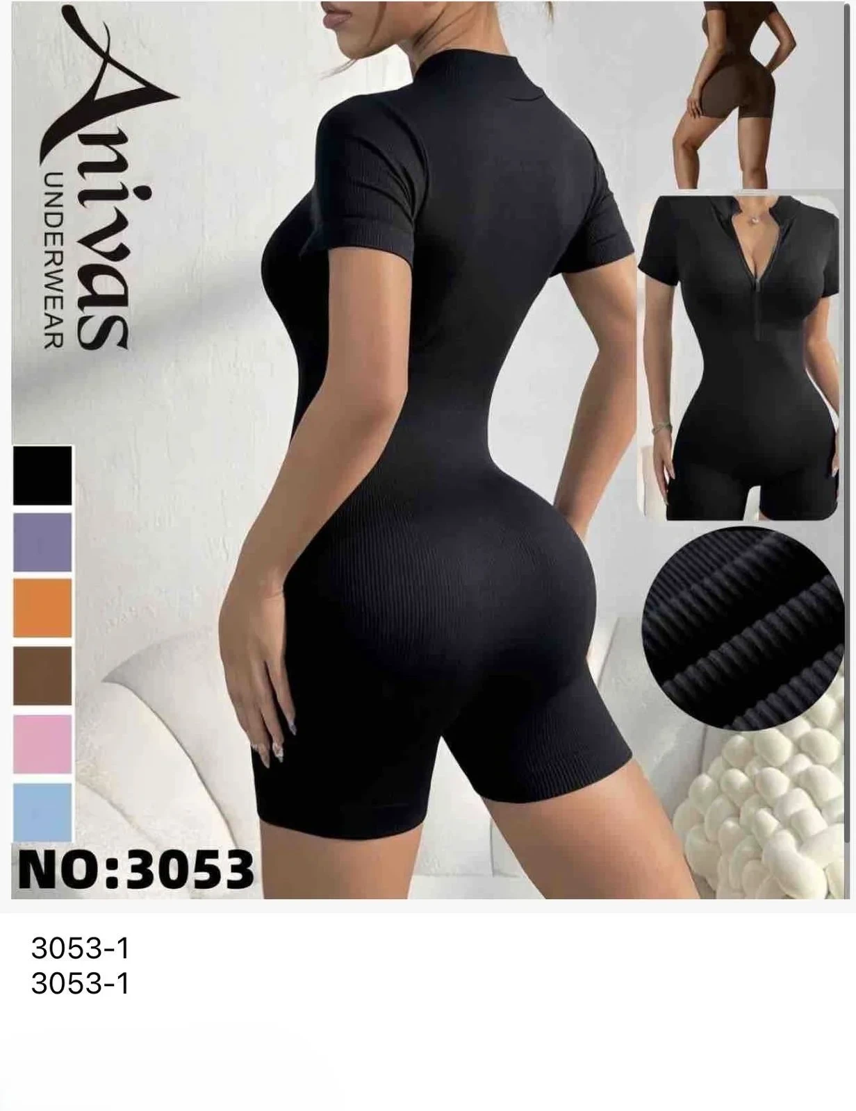 Body deportivo acanalado de manga corta-3053