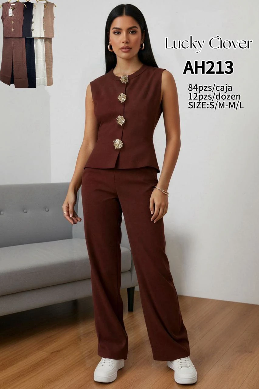 Conjunto de Top Sin Mangas y Pantalón-AH213