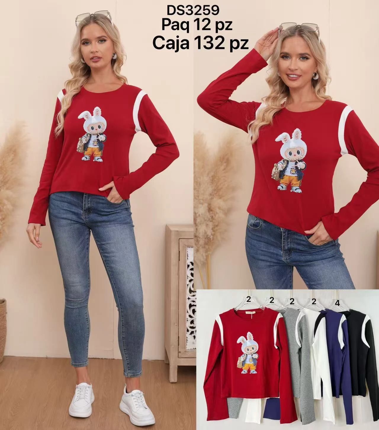 Blusa manga larga con estampado-DS3259