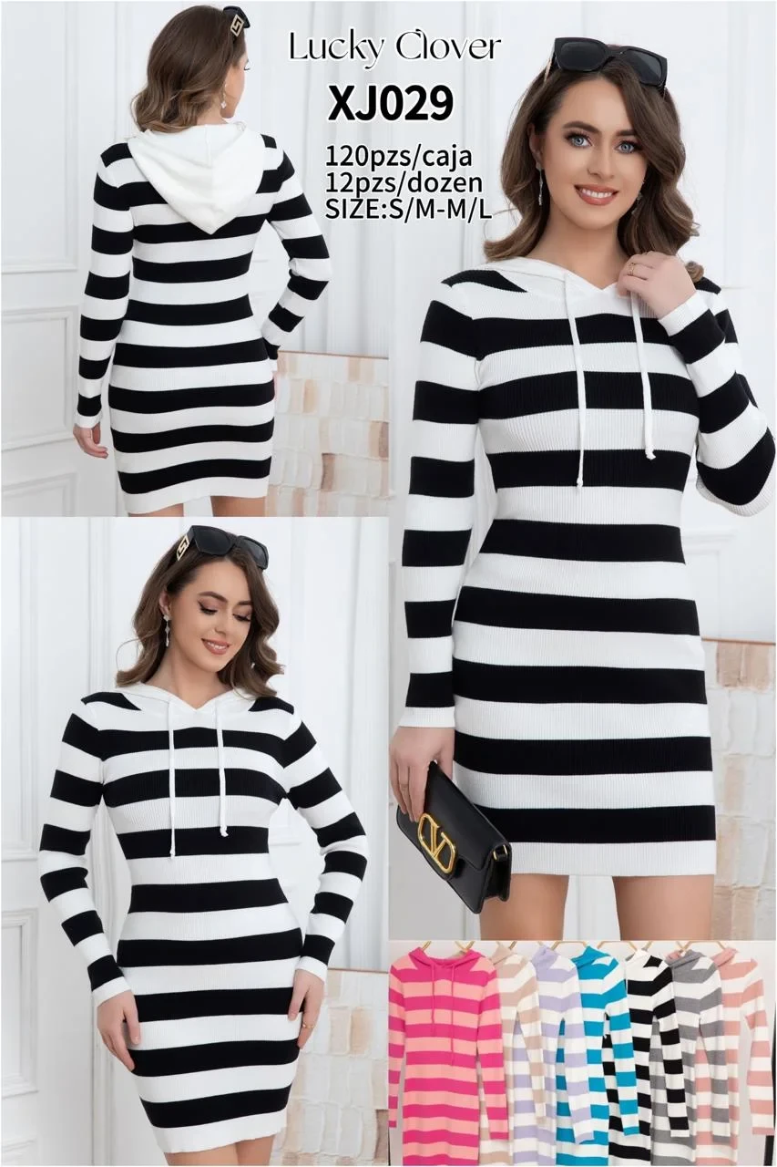 Vestido a rayas con capucha-XJ029