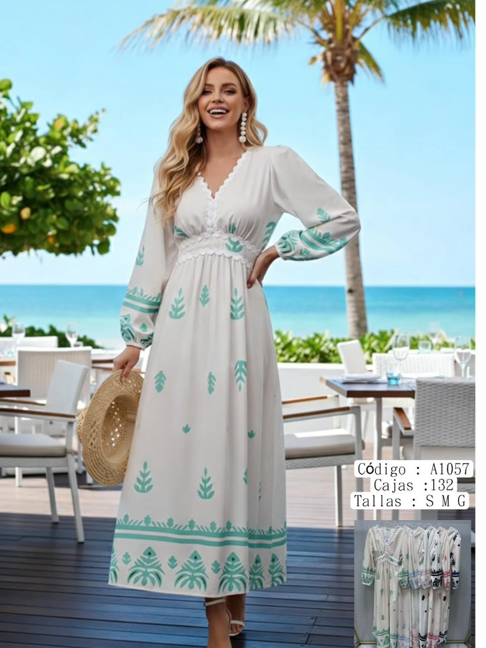 Vestido largo estampado-A1057