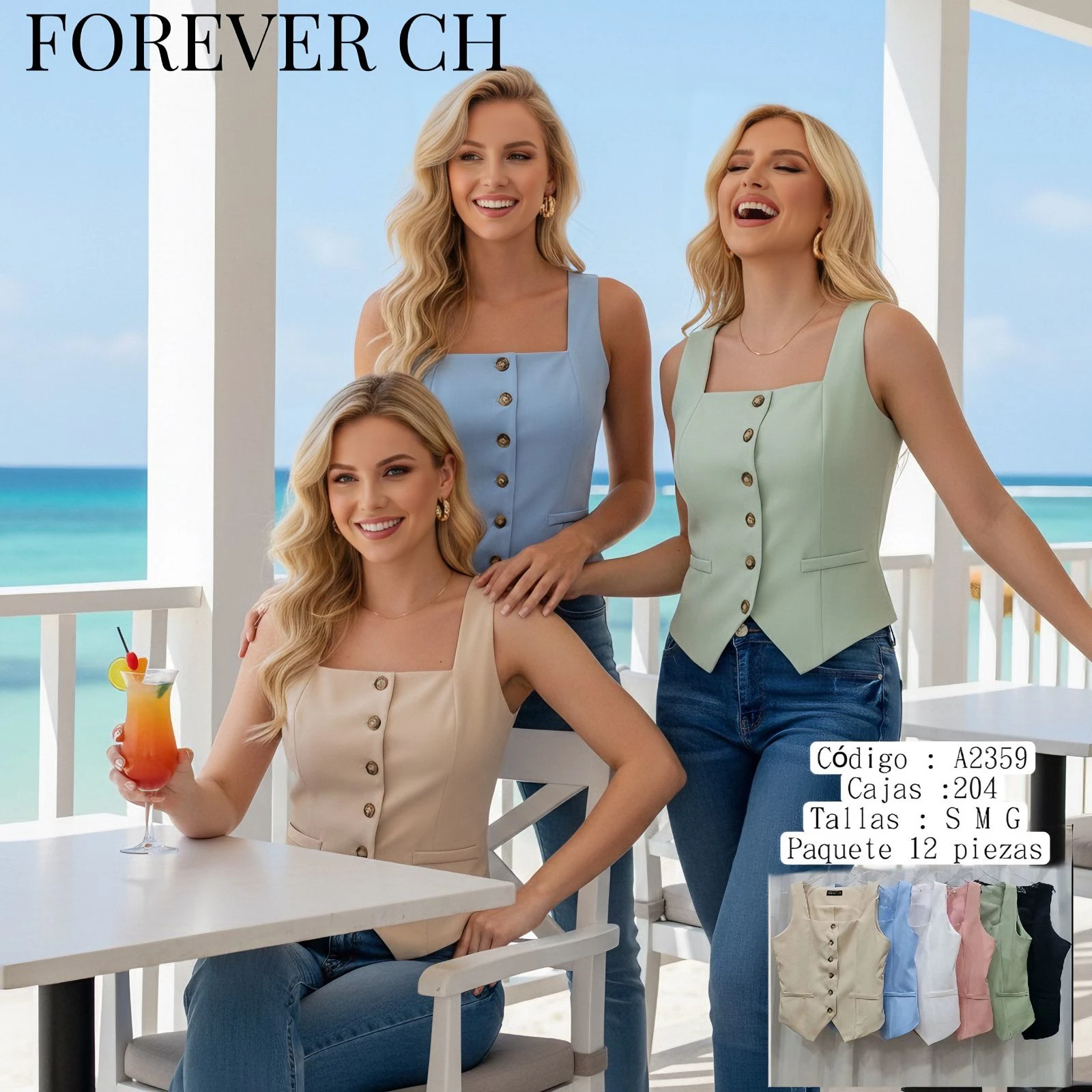 Chaleco tipo top con botones-A2359